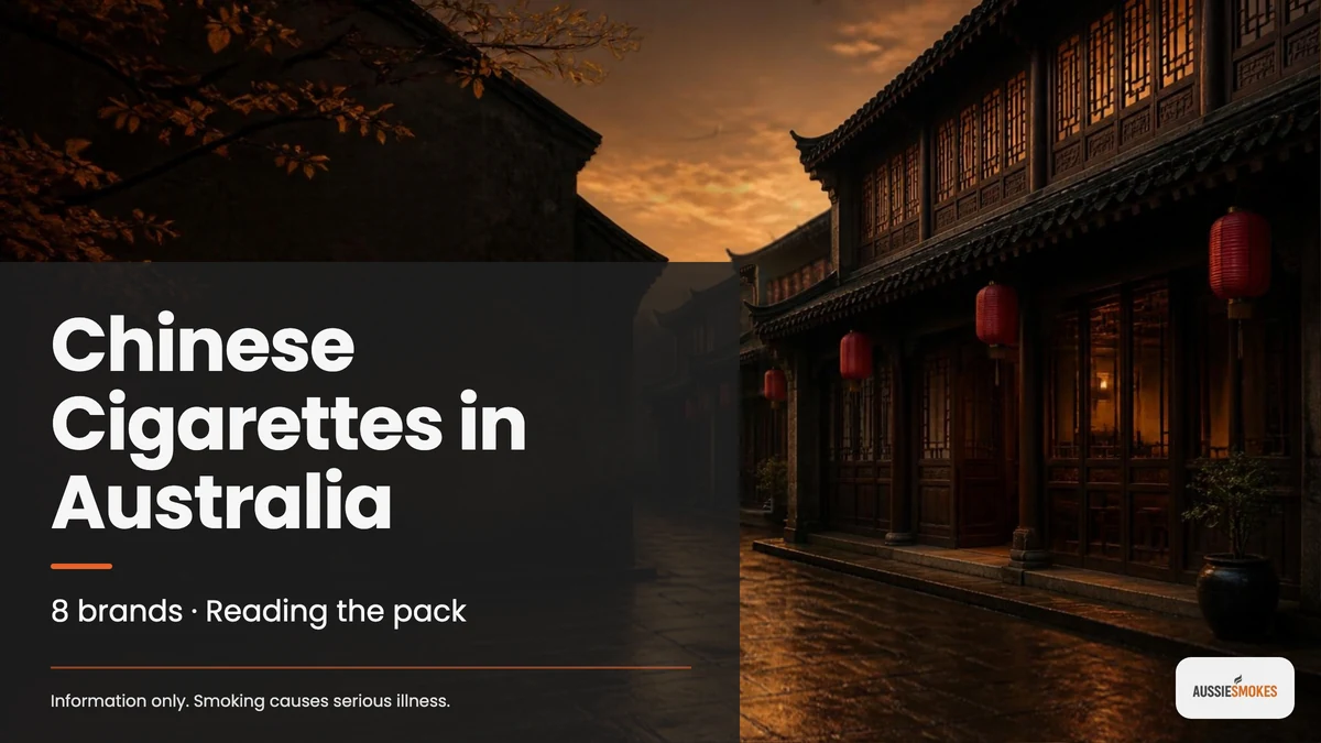 Chinese tea-house street with red lanterns at dusk, cover for Chinese Cigarettes in Australia