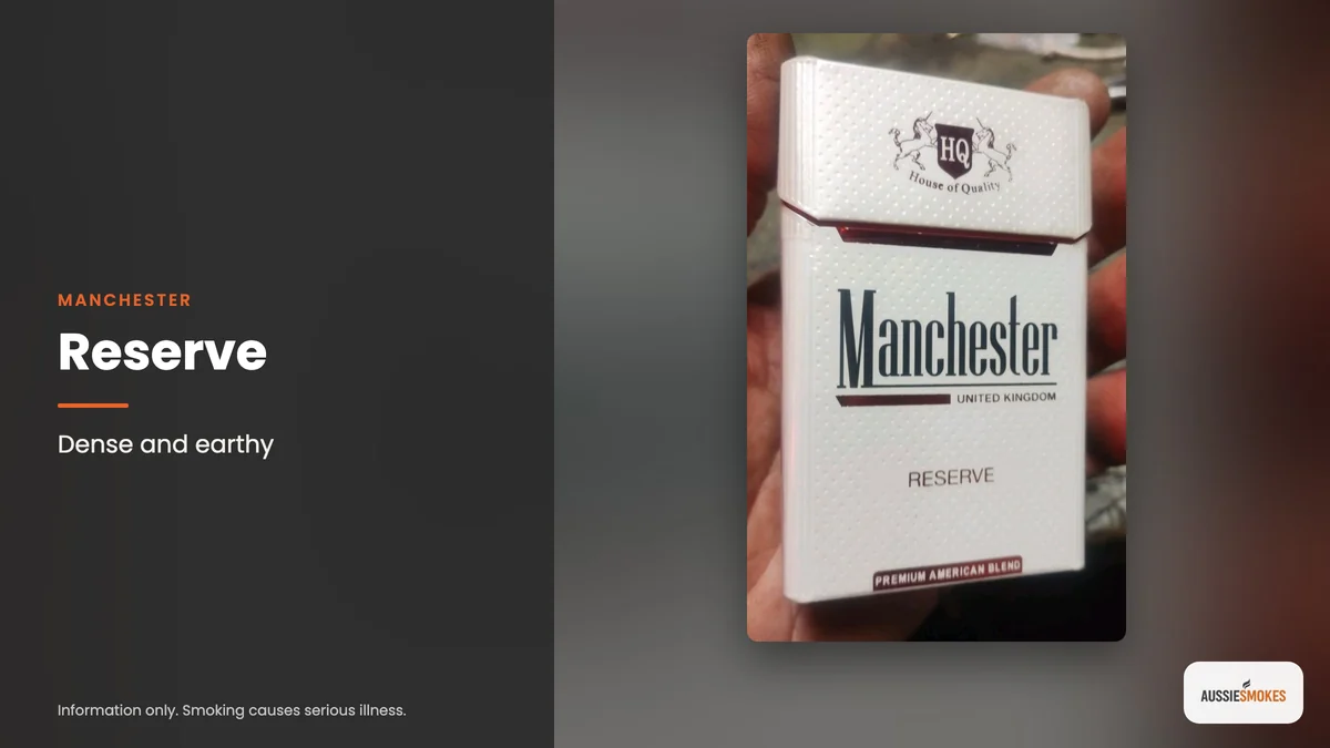 Real photo of Manchester Reserve cigarettes: dense and earthy