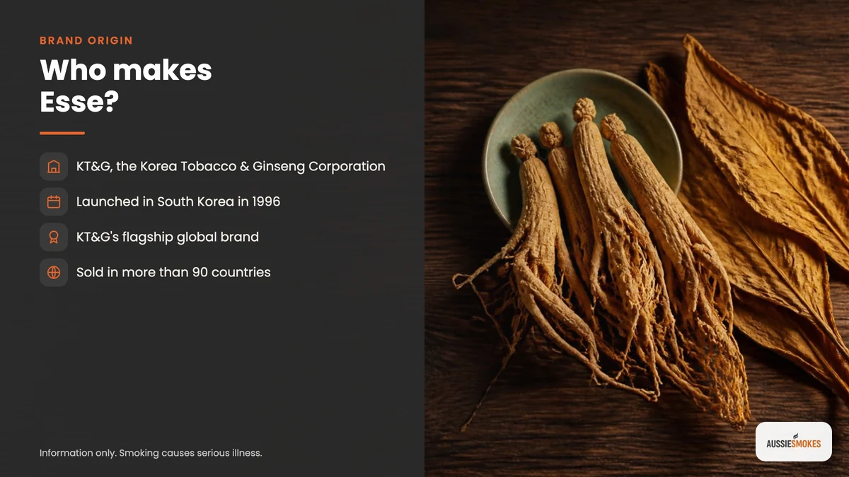 KT&G, the South Korean maker of Esse cigarettes, with ginseng roots and cured tobacco